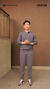 Set bộ quần áo nỉ nam logo thêu Aristino chất nỉ dày dặn bền màu giữ ấm thể thao - ALH004BS0