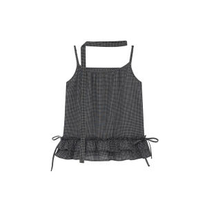 Gray Two Piece Plaid Strap Knit Set