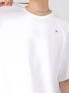 Summer 2024 Mosquito Design T-Shirt American Style Short Sleeve Pure Cotton White Print Clothes for College Students Casual Loose Fit round Neck