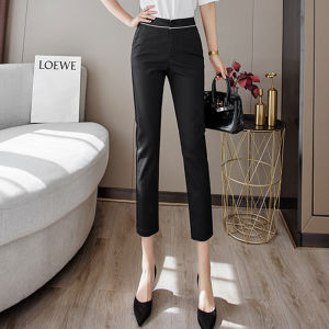 High Waist Thin Casual Womens Pants Spring Summer Nine Points Straight Tube Match All Cotton Blend Fashionable Office Pants