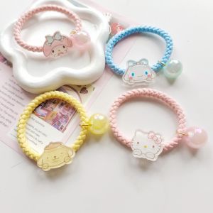 TaoTao Home Childrens Girl Sanrio Kuromi KT Melody Bead Hair Ties Hanging Doll Hair Accessories Hair Clips