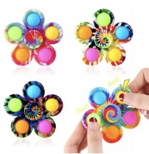ตลก Tie Dye ง่าย Fidget Spinner Finger Push Bubble Hand Spinner สําหรับ ADHD ความวิตกกังวลความเครียดบรรเทา Sensory Party Favor สําหรับเด็ก