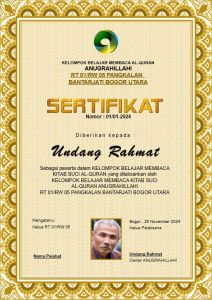 Piagam Penghargaan Dalam Bentuk Template PPT Ukuran A4 Potrait BGT