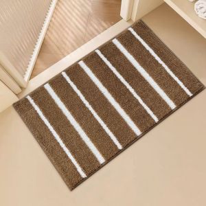 VIKAMA Striped Bath Mat Non-Slip Absorbent Floor Rug For Bathroom Shower Tub Entryway Bedroom Indoor Home Decor