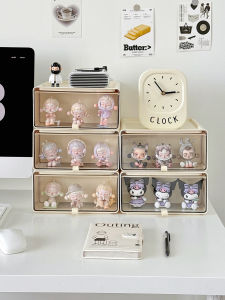 Transparent Desktop Storage Box Cream Wind Style Organizer for Office Workspace and Home Essentials