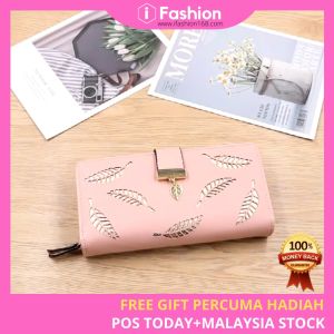 iFASHION 1117 Women Long Floral Hollow Money Wallet Leather Fold Over Purse Card Pouch Wanita Dompet Panjang Zip Zipper