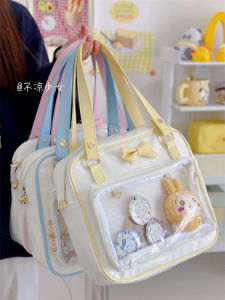 Túi Xách Đeo Chéo Phong Cách Nhật Bản Trong Suốt Có Nơ Thắt Nút Cho Nữ Túi Xách Đeo Vai PU Mềm Có Khóa Kéo Túi Xách Mềm