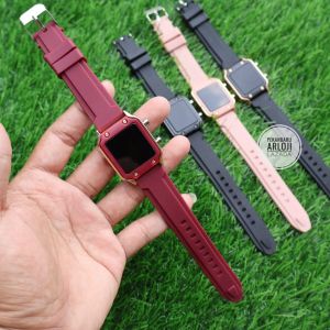 Jam Tangan Led Watch sporty Tali Ruber Model Kotak Terbaru Tahan Air -Jam Tangan Wanita Bestseleller Realpick Digital Terlaris Dan Termurah Bisa Cod