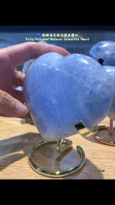 💙 全抛光天然天青石爱心 Fully Polished Natural Celestite Heart