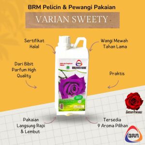 BRM Pelicin dan Pewangi Pakaian 1 Liter Varian Ungu Sweety - Mawar Laundry Pengharum Pakaian - Parfum Laundry Terwangi