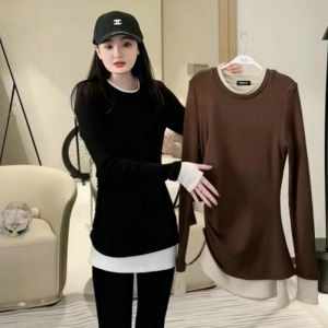 Spring French Style High-end Women Tshirt Long Sleeved