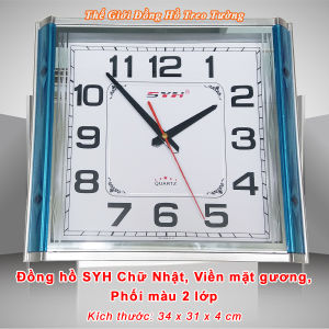Đồng Hồ Treo Tường KIM TRÔI NHẬT SYH Viền Mặt Gương – Thiết Kế Phối Màu 2 Lớp – Bảo Hành 2 Năm – Tặng Pin Maxell