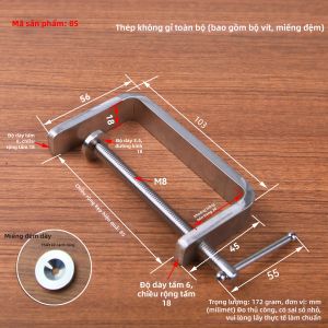 Kẹp Hình G Bằng Thép Không Gỉ Được Củng Cố