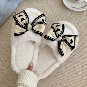 Dép Đi Trong Nhà Bít Mũi Dép Lê Bông Nổi Tiếng Trên Mạng Mùa Đông Cho Nữ Cảm Giác Đạp Phân Thường Ngày Dùng Trong Nhà Giữ Ấm Nơ Bướm Ngọt Ngào Sáng Tạo