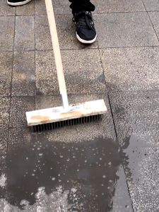 Floor Scrub Brush Heavy Duty Stainless Steel Wire Brush with Handle for Garage Patio Garden Moss