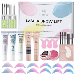 ชุดลิฟติ้งขนตา PERMANIA และชุดเคลือบคิ้วแบบหลอดเต็ม ชุดเคลือบคิ้วระดับซาลอน เครื่องมือดัดและย้อมขนตาแบบทันที สำหรับใช้ในบ้าน