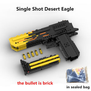 1.0 Single Shot Desert Eagle Pistol Building Blocks MOC Gun Model Can Shoot  DIY Bricks Bullet Set Toys For Kids Christmas Gifts