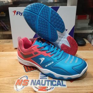 SEPATU  BADMINTON FLYPOWER RIO GOLD C2 BLUE HOT PINK FLYPOWER