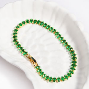 YUYAN(YUYAN BIRDNEST) | 2.5*5mm Colorful Zircon Tennis Bracelet Bangle for Women Luxury Silver Color Rainbow Crystal Hand Chain Jewelry Friend Gifts