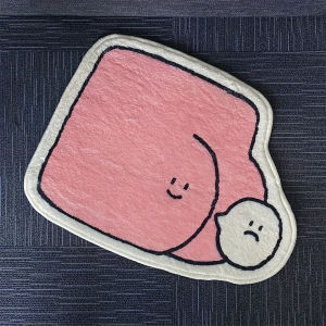 VIKAMA Soft-White Healing-Style Cartoon Bathroom Carpet - Cute Expression Bathroom Anti-Slip Absorbent Floor Mat Home Decor