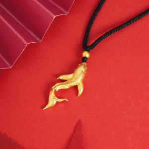 Kemstone จี้สร้อยคอร้อยเชือกสีดำสำหรับสุภาพสตรีวาฬห้ารสชุบทองใส่ได้ทั้งชายและหญิง