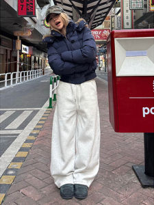 Cleanfit Mens Thickened Fleece Wide Leg Sweatpants American Style Heavyweight Straight Cut Trousers Autumn Winter Casual Pants