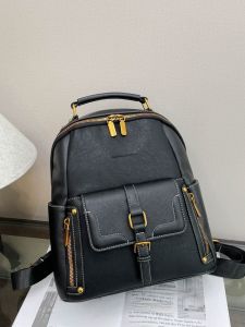 New Retro Large Capacity Leather Shoulder Bag Womens Casual Commuter Backpack Fashionable Soft PU Student Bookbag