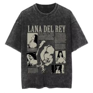 Lana Del Rey Ldr Vintage Wash Graphic Print T Shirt Retro Style Short Sleeve T-Shirt Men Women Hip Hop Oversized Tees Streetwear