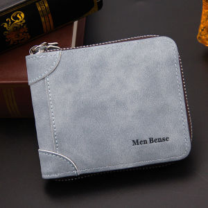 Ví Nam Ngắn Da Lộn Mịn Mẫu Mới Đựng Thẻ Tiền Nhiều Ngăn Có Khóa Kéo Tiện Lợi