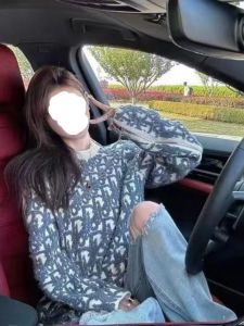 Autumn Winter Casual Loose Knitted Long Sleeve round Neck Zipper Sweater Womens Thick Warm Floral Print Letter Embroidery Sweatshirt