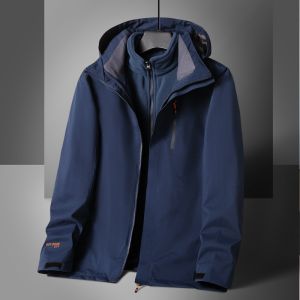 Extra Large Outdoor Shell Jacket Mens Two-Piece Suit Plus-Size Windproof Jacket Warm plus Size Fat Guy Trench Coat