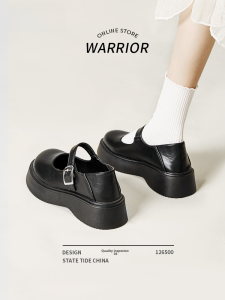 Mary Jane Womens Shoes Thick Bottom Soft Sole Student Black JK Shoes Summer New Style Korean Version round Toe mid Heel