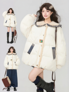 Keiko | Áo Khoác Bông Dày Có Cổ Xốp Vintage Ngọt Ngào