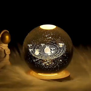 10cm LED Lamp Holder Crystal Ball Wooden Stand USB Diffuser Stone Night Light Base