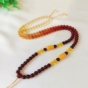 Natural Honey Amber Rainbow Chain Gold Amber Pendant Rope Necklace Sweater Chain Gradient Color Multi-functional Versatile Pendant Rope