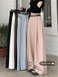 Quần Ống Rộng Màu Trắng Cho Nữ Mùa Thu Quần Dài Ống Đứng Rộng Rãi Quần Dài Màu Hồng Quần Dài Thường Ngày Quần Dài Thoải Mái