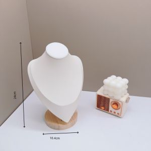 Wooden Bottom Leather Soft Mat Portrait Necklace Display Stand Necklace Organizer Holder