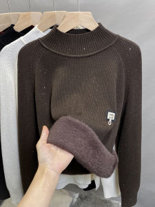 JIANDIYA | Sparkle Fleece-lined Thick Sweater 2025 Autumn/Winter New Arrival