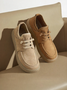 Breathable Brown British Work Style Mens Leather Shoes