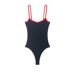 Womens Jumpsuit 2026 Summer New Cute Hot Girl Style Fashion Round Neck Color-Blocked Piping Straps Cotton Blend Fabric