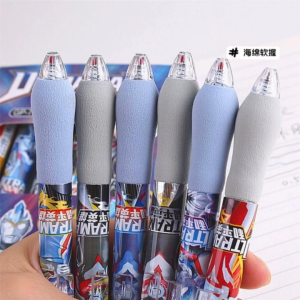 Pen 奥特曼按动笔海绵软握圆珠笔 Ultraman Pen Sponge Soft High-Value Press Gel ST0.5速干黑考试刷题中性笔 0.5mm Black Gel Pen