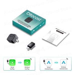 OTTOCAST Tiny Wireless CarPlay Android Auto Adapter Mini Dot Dongle Car Accessories for Ford Toyota Chevrolet Honda Nissan Kia