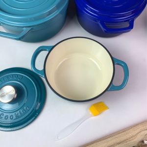 22 Years New Arrival Cast Iron Enamel Soup Pot 18cm Ice Blue Enamel Pan Limited to 50 Pieces Live Only