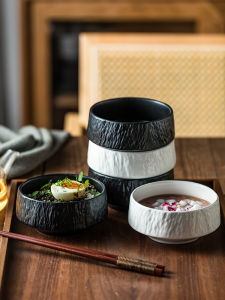 Creative Small Size Soup Bowl Rice Bowl Sauce Dish Home Use Dining Bowl Ceramic Black White Minimalist Japanese Style