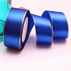 Handmade Rose Flower High-end Silk Ribbon Gift Red Silk Colorful Fresh Flower Packaging Double Gold Edge 22m Satin Ribbon 4cm Wide