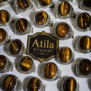 Tiger eye ring natural stone cincin lelaki batu mata harimau asli semulajadi (with gift)