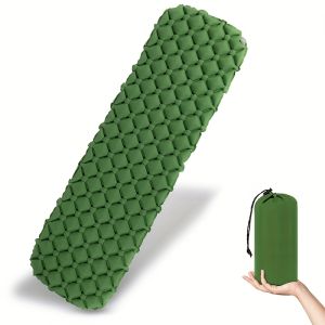1pc Ultra Lightweight Inflatable Sleeping Pad Rectangular Portable Foldable Camping Mat with Durable Polyester Fabric Moisture