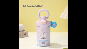 【Ucocolla】 Cute 550ml Insulated Tumbler Stainless Steel Kids Water Bottle With Floral Pendant