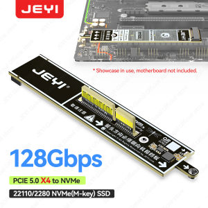 JEYI Dragonfly Series Flat PCIe 5.0 to NVMe Adapter Card Mini No GPU Obstruction Only M.2 M-Key NVMe SSD Optional X1/X4 Version