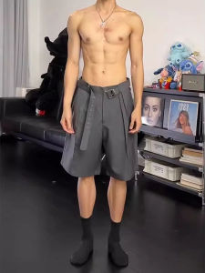 Quần Short Nam Ice Silk Xếp Ly Màu Xám Mùa Hè Mát Mẻ Nhanh Khô Quần Dài Năm Mảnh Phong Cách Mỹ CleanFit Quần Dài Thường Ngày
